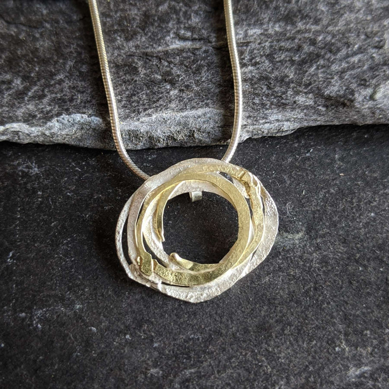 Silver and 18ct Gold Wrap Pendant Necklace