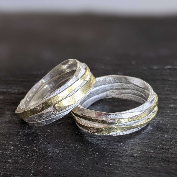 0.8mm Silver & 18ct Yellow Gold Wrap Ring