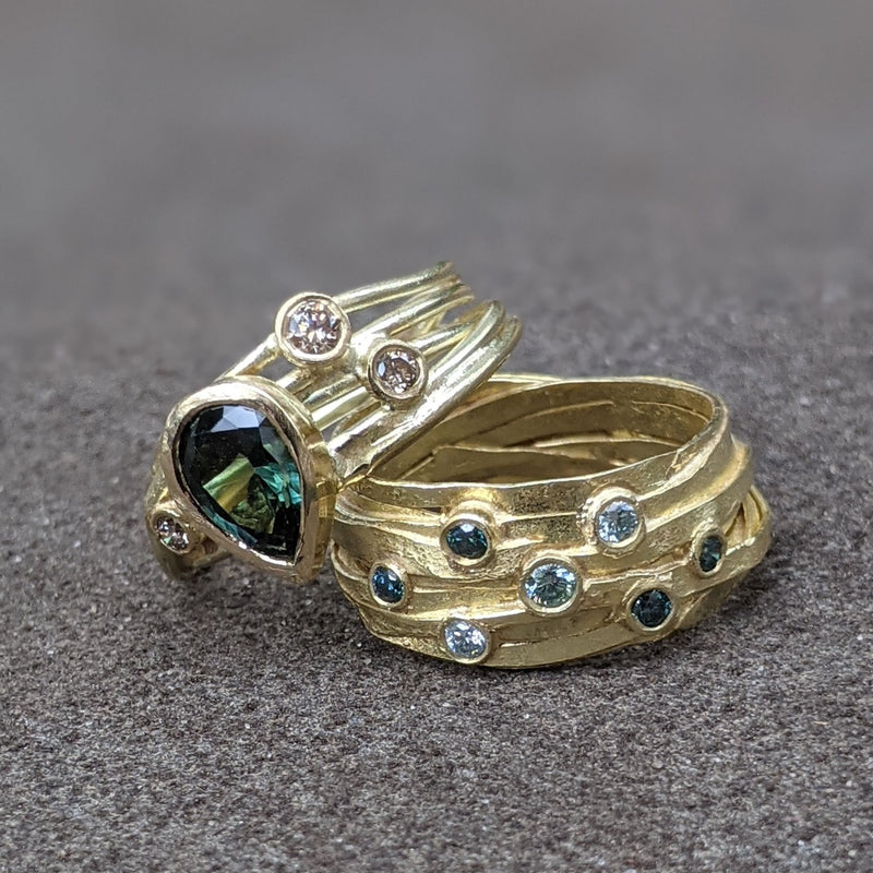 18ct Yellow Gold Wrap Ring With Apple Diamonds