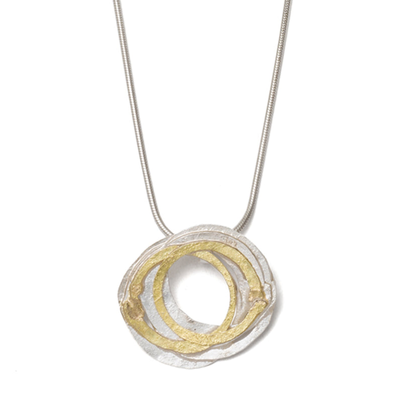 Silver and 18ct Gold Wrap Pendant Necklace
