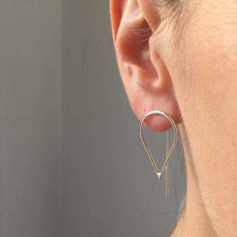 Teardrop Silver Threader Earrings