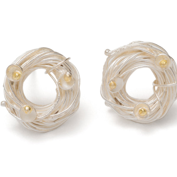 Acorn Cup Wrap Stud Earrings Silver & 18ct Yellow Gold
